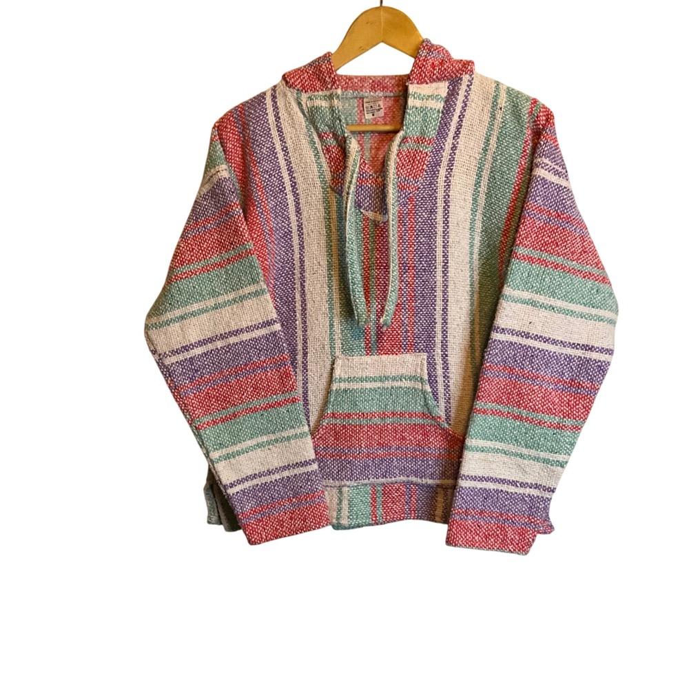 Mexican Baja Hoodie Pullover Striped Hoodie Poncho Jumper Drug‎ Rug M